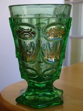 OURALINE ANCIEN VERRE A VIN CRISTAL MOULER GOBELET A PIED 19 EME DORURE 12,8 cm