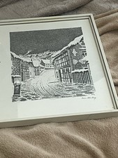 Ancienne Eau Forte de Zum weinberg Encadrée Sous Verre 31 X2:cm