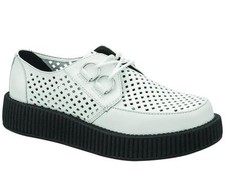 T. U. K.V8882 Tuk Viva 2-Ring Rond Bas Creeper Blanc Perforé Rockabilly