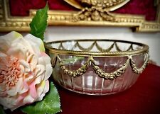 Noble Bol Coupe en Verre Plateau pour Gâteaux Avec Laiton Look Antique