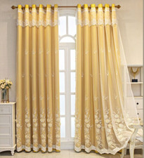 1x 3D Fleur Brodé Black-Out Rideau Double Couche Transparent Panneau Fenêtre