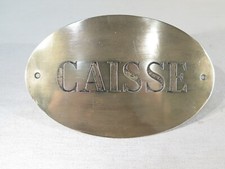 ANCIENNE PLAQUE OVALE EN LAITON CAISSE MAGASIN COMMERCE 1900 
