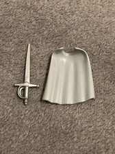 Playmobil Accessoire Lot 1 Cape Gris Clair Adulte Château Médiéval Et 1 Epée