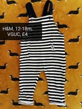 Salopette coton rayé crème marine H&M 12-18m 