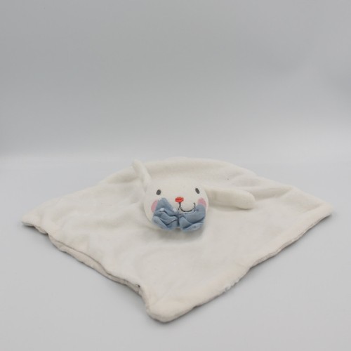 Doudou plat lapin blanc gris