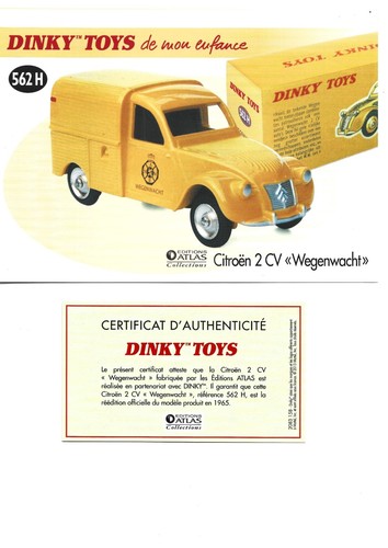 Dinky toys fiche certificat - dinky, +