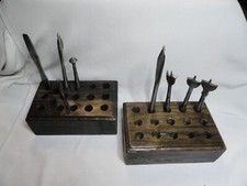 2 SUPPORTS vieux chêne pour placer 32 forets ou mèches de perceuse ou chignole