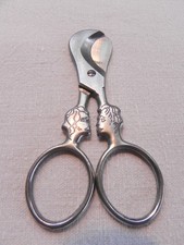 Ancien ciseaux coupe-cigare profils homme femme  acier gravé Thiers 