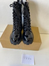 Bottes En Vernis Noires À Lacets BON PRIX UK 6 (F856)