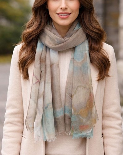 écharpe foulard femme beige - foulard,