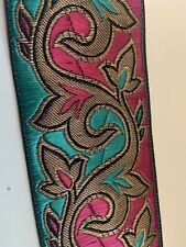 Ruban 6 cm brodé rose bleu