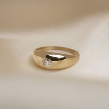 Bague Unisexe En Or Jaune Fini Avec Diamant Traité Blanc De 0,50 Ct Certifié !