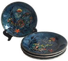 4 Assiettes Poissons Homard Coquillage de Yves-Alain Pleuven dit Youen Quimper