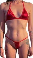 Bikini Bodie Body string simili cuir Rouge Vinyle Sexy latex Maillot Bain TU