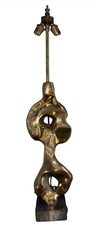 JAUBERT Michel ( XXème ) Lampe de table en bronze doré signée H : 67cm