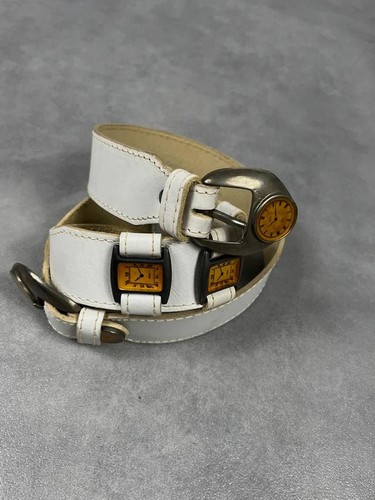 Ceinture cuir blanc vintage