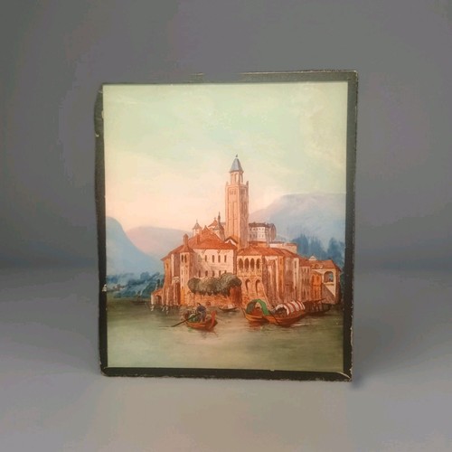Tableau fixé sous verre - verre, ile