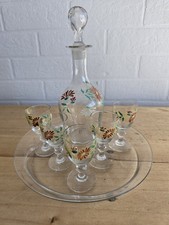 service a liqueur legras fleurs emaillé 1900 5 verres digestif porto