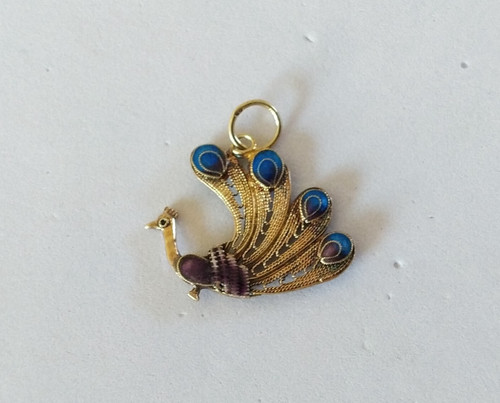 Ancien pendentif paon argent - pendentif,