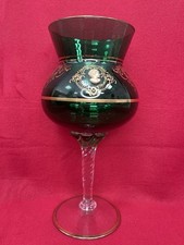 Grand Verre Ancien Vert Décor