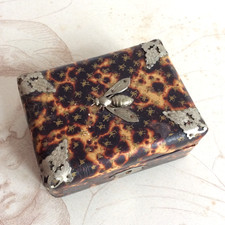 Coffret à Bijoux Abeille Bois & Papier façon Ecaille Epoque Napoléon III XIXè