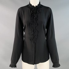 ZADIG & VOLTAIRE Taille M Chemise En Soie Noire Froncée À Patte Cachée