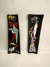 2 Plaques murales Céramique Vintage 60 Décor Émaillé Gaisha 