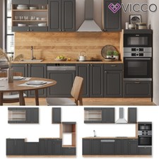 Cuisine intégrée Fame-Line Single style rustique 300cm chêne anthracite or Vicco