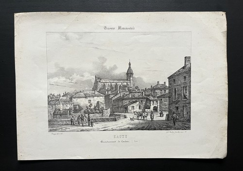 Lithographie xixème eauze - lithographie,