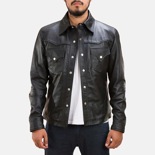 Chemise cuir noir pour - en,
