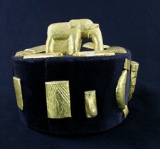 Art Africain - Chapeau Traditionnel de Chef ou Dignitaire Baoulé Akan - 22 Cms 
