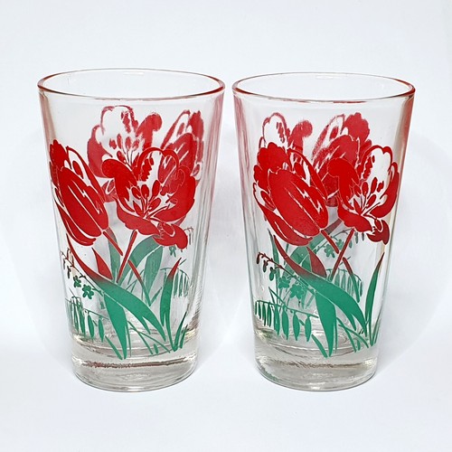 Lot verres anciens fleurs - verres,