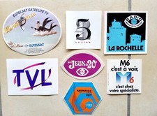 Lot 7 autocollants anciens  FR3 M6 la cinq chaîne TV télévision radio média Télé