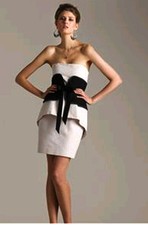 $398 BCBG BLACK/CANVAS (neutral) "AVIS" CORSET WAIST-BAND STRAPLESS DRESS NWT 06