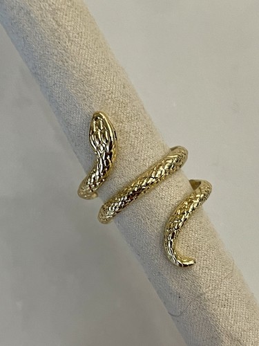 Bague serpent dorée acier