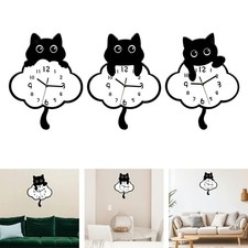 Horloge murale chat avec pendule à queue pivotante, horloge décorative