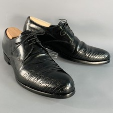 PRADA Taille 7 Chaussures Derby En Cuir Noir Perforées À Lacets