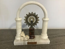 statuette vierge du Pilar sur socle et arche en marbre blanc Zaragoza