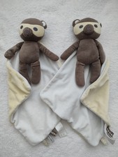 LOT DE 2 OBAIBI OKAIDI DOUDOU RATON LAVEUR FIRST HERO MARRON VERT LOSANGE 35CM