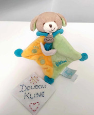 Doudou Plat Chien Jaune Vert Bleu Poche Blanche Empruntes Super Tétine - Babynat