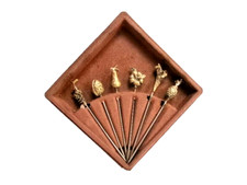 Série de 6 pics vintage et décoratif  : " Fruits en laiton "