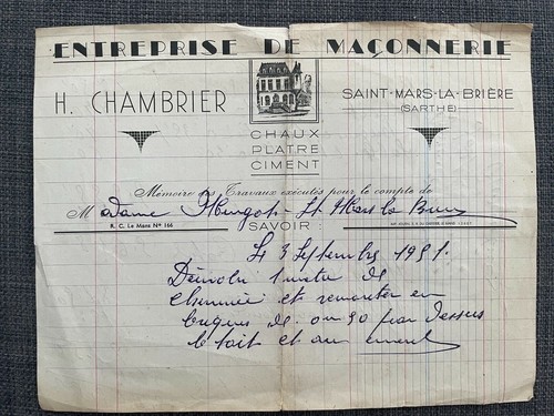 Ancienne facture chambrier - ancienne,