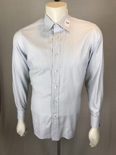 Men’s Bespoke Collection Medium French Cuff Light Cloud Blue Thin Striped L/S