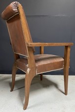 Art Deco Design Moderniste Fauteuil de Bureau Cuir Ancien à Identifier Chaise