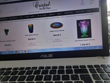 vase cristal daum signé, rose et vert de 17,5 cm