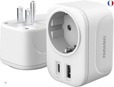 Adaptateur Prise France vers USA avec USB, pour Canada Américaine Mexique 