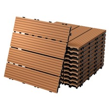 44x Lames de terrasse 4m² dalles carreaux patio jardin 30x30 cm marron clair WPC