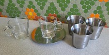 Lot Tasses NESPRESSO verre métal sous-tasse