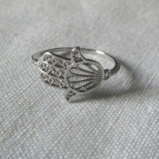 Elégante Bague main de Fatma filigrane argenté bijou porte bonheur taille 49