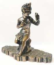 Statuette bronze argenté signé LECLERCQ Amour Cupidon Ange angelot 19e siècle